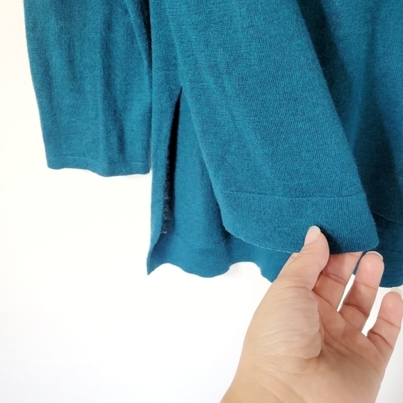 Eileen Fisher Teal Organic Cotton Tencel Silk Blend Pullover Sweater Size Small - Picture 5 of 8